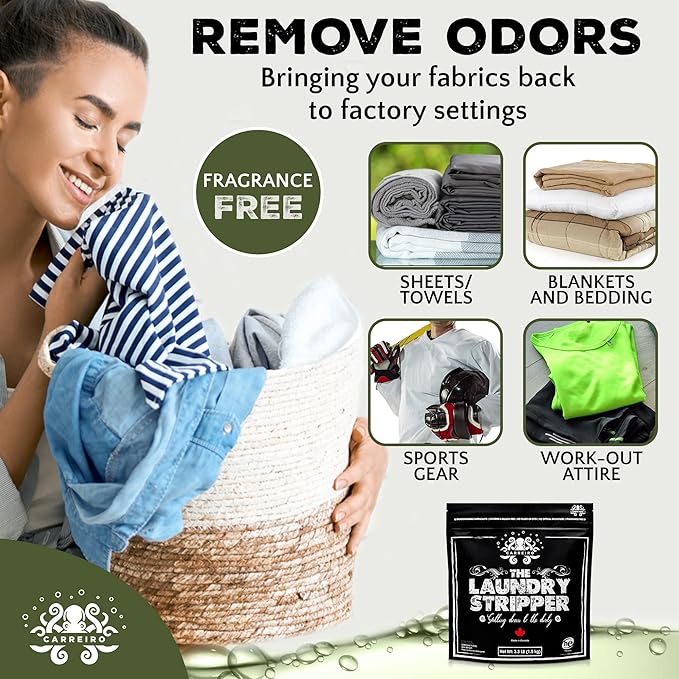 Carreiro Clean The Laundry Stripper - All-In-One! Dirt and Build-up Remover Odor Eliminator Laundry treatment. The One and Only All-in-One Laundry Stripper.…