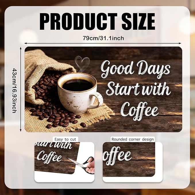 Nuxovilar Coffee Bar Mat Rustic Quote Pattern Dish Drying Pad Natural Rubber Canvas 16.92 x 31.1 inchs Coffee Accessories Counter Surface Kitchen Beverage Area
