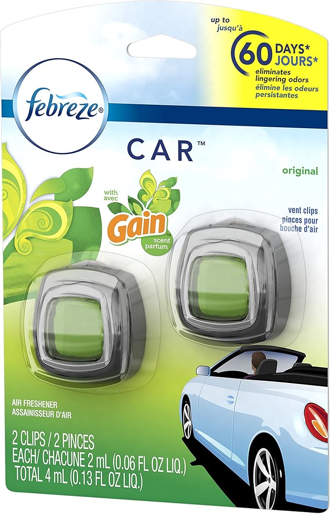 Febreze Car Vent Clips Air Freshener - Gain Original - 2 ct