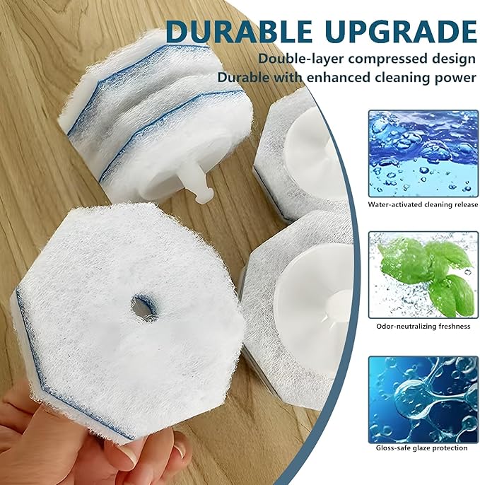 50 PCS Disposable Toilet Brush Toilet Wand Refills High-Density Toilets Bowl Cleaners with Upgraded Fiber Material Toilets Cleaner Tablets &amp Bathroom Cleaner Tools