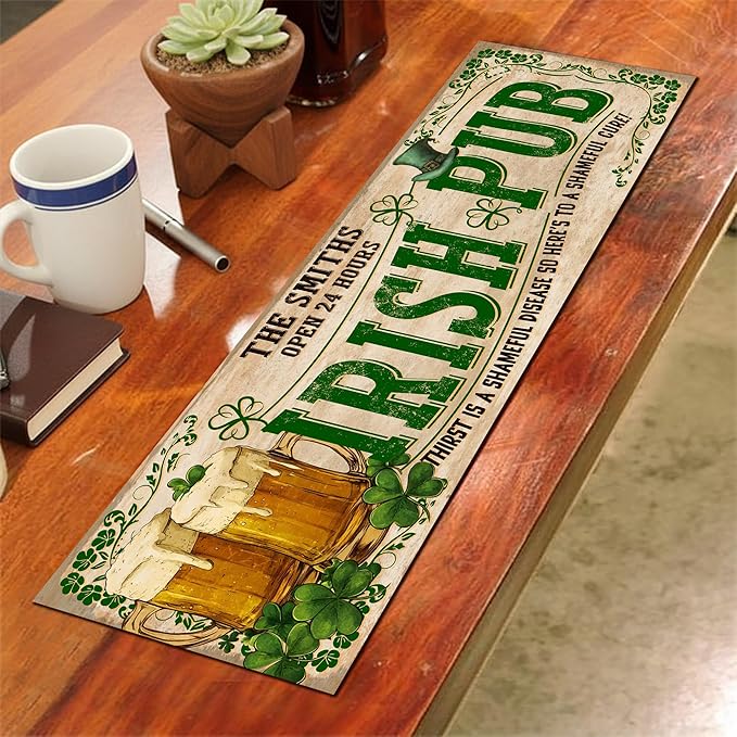 THUYPT Personalized Irish Bar Mat St Patrick's Day Decorations Kitchen Counter Irish Bar Dish Drying Mat Patrick's Lucky Shamrock Quick Drying Spill Mats (10)