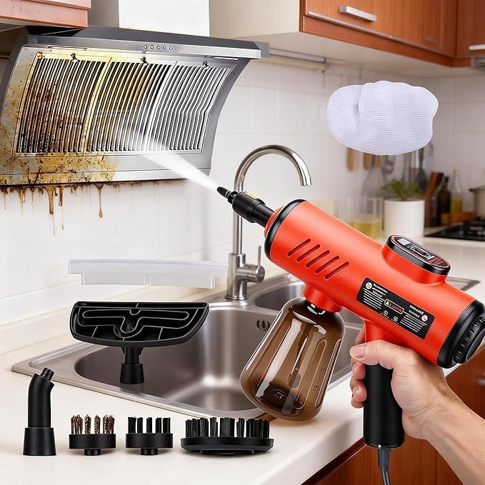 Handheld Steam Cleaner1200W Pressurized Multi-Surface Cleaner with Digital Display600ML Water Tank &amp 3 Temperature LevelsPortable Steam Cleaner for Home Car FloorTile with Multi-Attachments