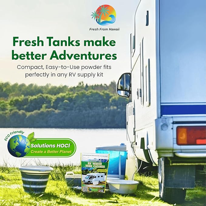 SolutionsHOCL® RV Water Tank Cleaner &amp Descaler 400g | Bleach-Free Powder for Fresh &amp Gray Tanks | Made with NSF/ANSI 60 Certified Ingredients