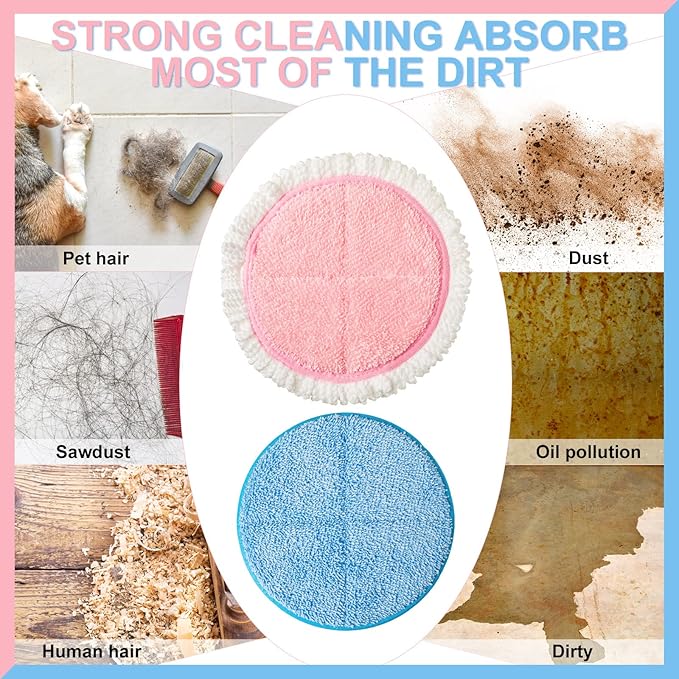 Irenare 20 Pack Electric Mop Pads Spin Replacement 7.28 Inch Round Mop Pads for Floor Cleaning Reusable Washable Electric Spin Replacement Supplies for Kitchen Floor Cleaning(Classic Color)