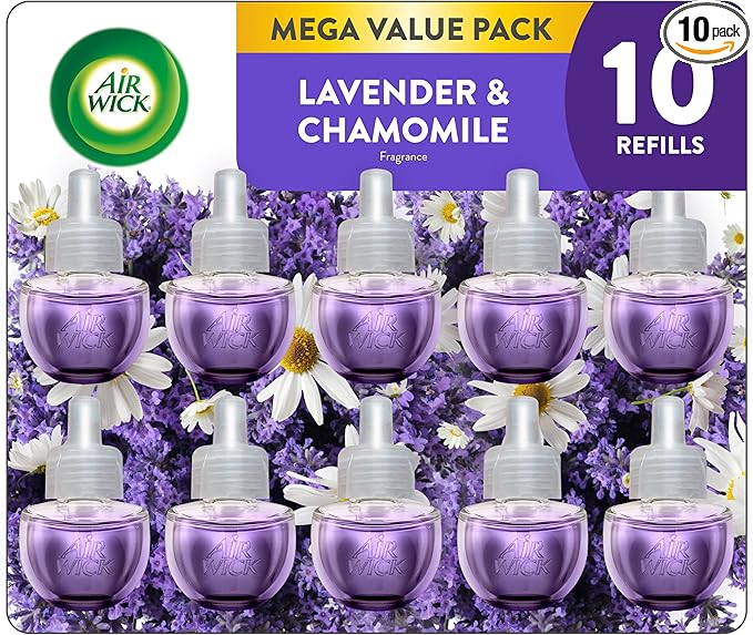 Air Wick Plug in Scented Oil Refill 10ct Lavender &amp Chamomile Air Freshener Essential Oils Eco Friendly