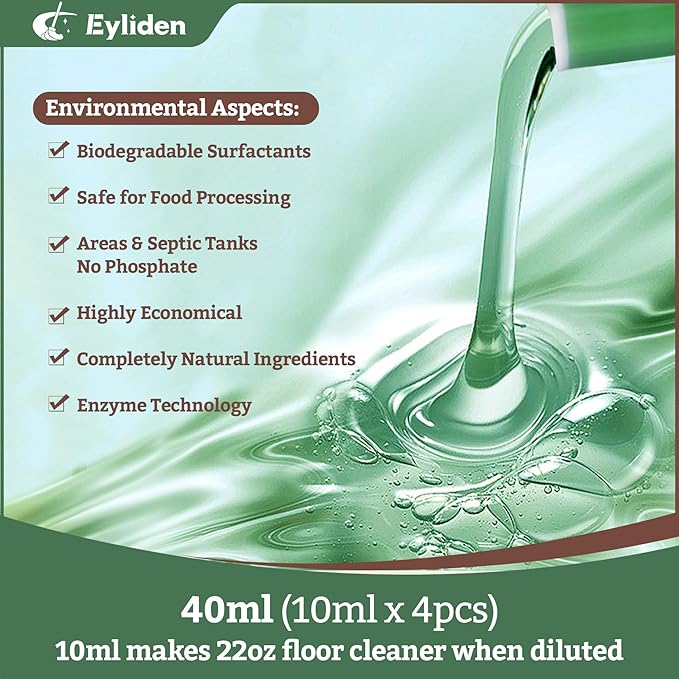 Eyliden Spray Mop with Cleaner Solution 40ml Bio-Enzyme Floor Cleaner Concentrate - pH Neutral 2 Microfiber Pads Long-Lasting Freshness Effective All-in-One Wet Mops Safe for All Floor Cleaing