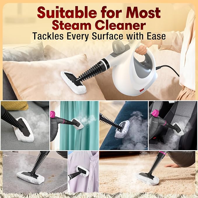 Heavy Duty Handheld Steam Cleaner for Cleaning with Lockable Steam Button&amp11pcs Accessories Unlimited Water Addition for Continuous Steaming Multi-Purpose Steamer +5 Pack Steam Cleaner Towel Sle