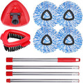 4 Packs Spin Mop Replacement Heads Compatible with Oceda RinseClean 2-Tank System 30-58 Mop HandleMop Scrub Brush and Base Combo SetMopping Refills Easy to Replace and Cleaning