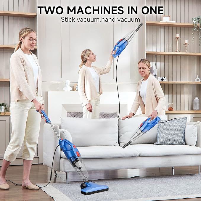 KIKETECH Stick Vacuum Cleaner Corded 22 Ft with Powerful Suction Adjustable Lightweight Bagless Vacuum with HEPA Filter for Hard Floor.(3881323865-5)