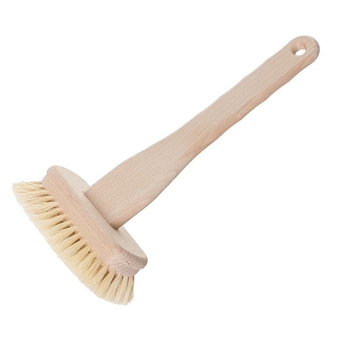 Redecker Tampico Fiber Bathtub Brush with Untreated Beechwood Handle 100% Made in Germany 10-5/8 inches Angled Design Natural Bristles are Heat-Resistant and Retain Shape Hanging Loop for Storage