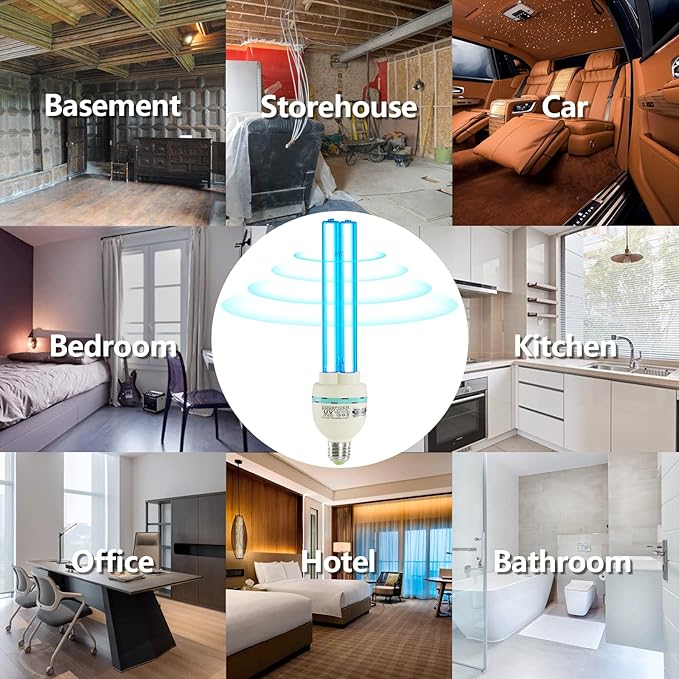 36 Watts UVC Light Bulb UV Lamp for Basement/Storehouse/Car E26 110V CTUV-36 (Ozone Free)