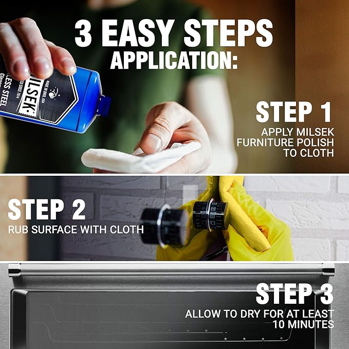 Milsek Stainless Steel Cleaner - Multipurpose Cleaning Supplies for Home and Kitchen Appliances Sink Stovetop Dishwasher Microwaves and Refrigerators - 12 Fl Oz (Pack of 4)