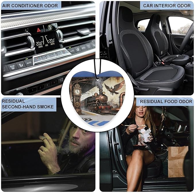 5PCS Car Air Freshener Hanging Personalized Double Sided Steampunk Express Car Fresheners Long Lasting New Cars Scents Cute Automotive Freshies for Closets Drawers (tea)