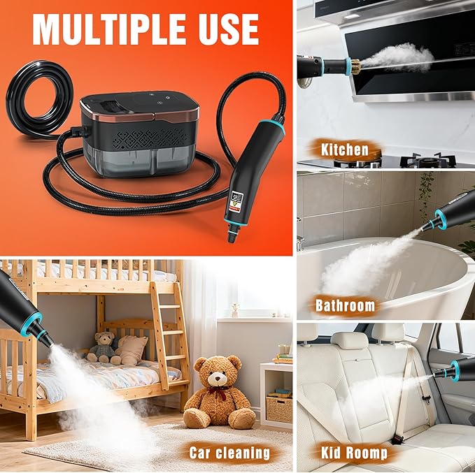 IPOW Steam Cleaner 6-Level Adjustable 15s Fast Heat-Up with 1250ml Tank and 16 Accessories for Cleaning Kitchen FloorToilet Bathroom Car SeatsWindows