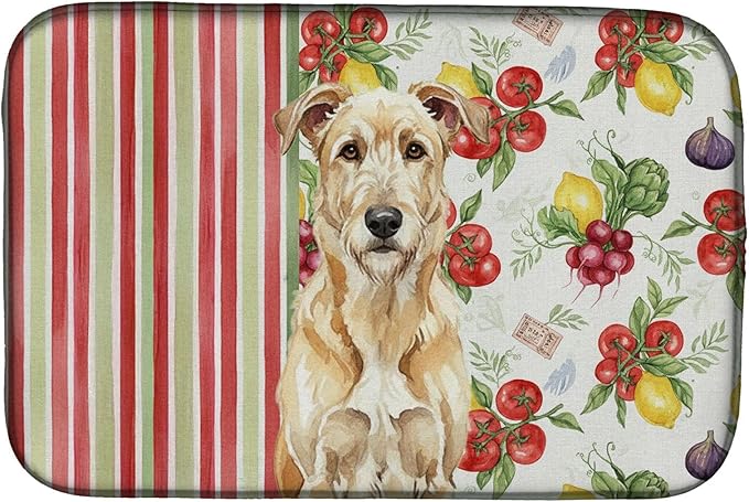 Caroline's Treasures Wheaten Irish Wolfhound Vegetables Dish Drying Mat Absorbent Dish Drying Mat Pad for Kitchen Counter Dish Drainer Mat for Countertop 14 x 21 Multicolor