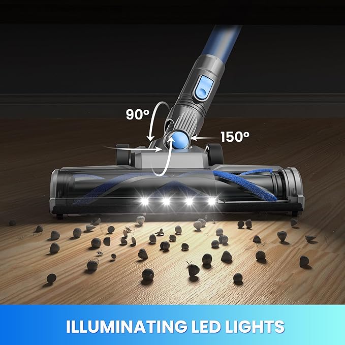 N3K Blue Silver Cordless Vacuum Cleaner with Dual-Mode Suction and Cyclonic Filtration System