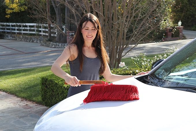 California Car Duster 62442 Standard Car Duster with Wooden HandleRed