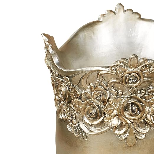 Touch of Class Victoria Rose Satin Gold Wastebasket for Bathroom or Vanity Area