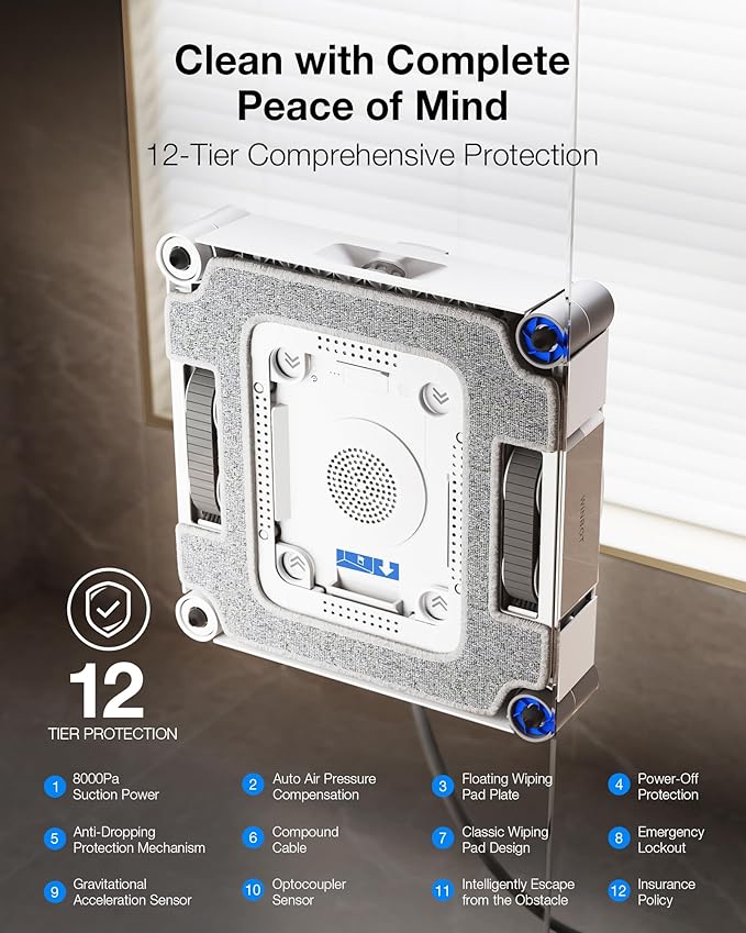 ECOVACS WINBOT W3 Omni Robot Window Cleaner with Auto-Clean &amp Multi-Functional Station Win-SLAM 5.0 Smart Navigation Intelligent Cleaning with Triple Spray System 12-Level Protection