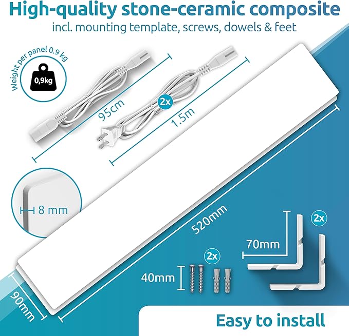 ELIAS Mold killer - Black mold remover for walls without chemicals - Wall heating for every room - Powerful anti-mold heating as an alternative to moldspray - Permanently mold-free (1 Set of 2)