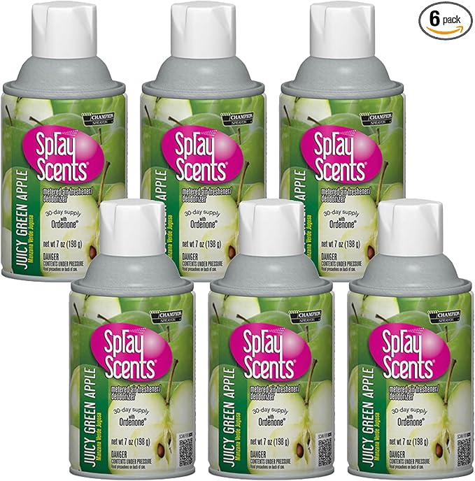 Champion Sprayon SprayScents Metered Air Freshener Refill 7 oz Odor Control Fragrance Green Apple (6 Pack)