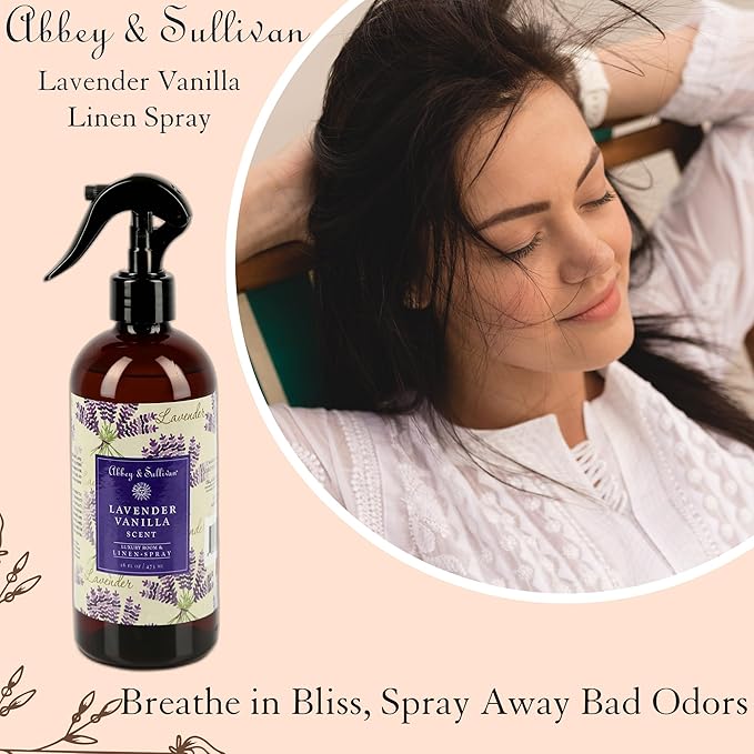 Abbey &amp Sullivan Linen Spray Lavender Vanilla Fabric Freshener and Odor Eliminator Pack of 2 16 oz