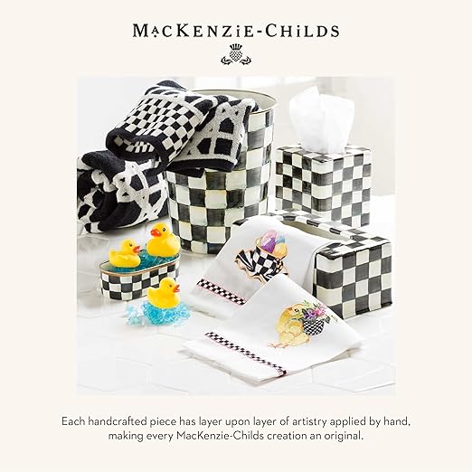 MACKENZIE-CHILDS Waste Bin Decorative Bedroom Trash Can or Bathroom Trash Can Black-and-White Courtly Check