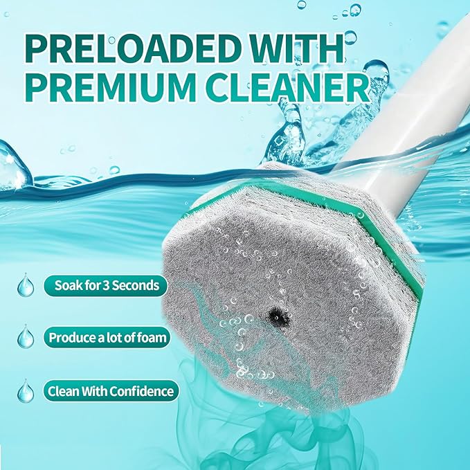 Disposable Toilet Brush Toilet Bowl Cleaning System with 48 Count Wand Refill Clean Brush Starter Kit with 1 Toilet Wand 1 Storage Caddy and 1 wall Sticker (White)