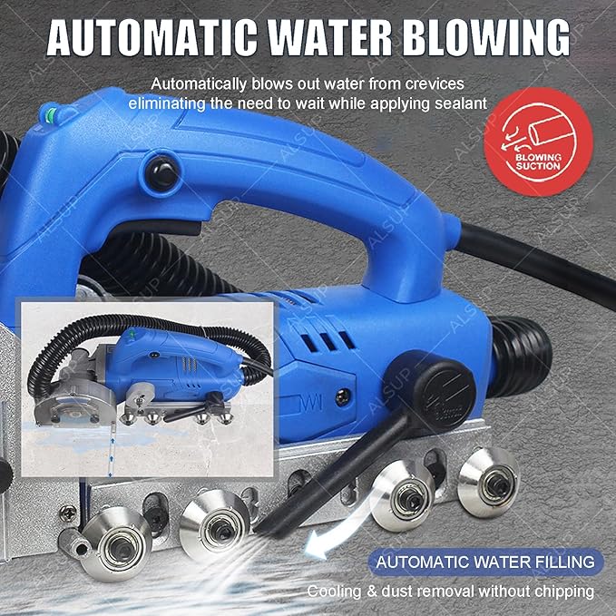 1200W 9000RPM Electric Grout Remover Portable Self-Vacuuming Tile Seam Cleaner with Diamond Blade for Kitchen Bathroom Professional DIY Regrouting Tool