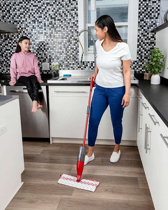 O-Cedar ProMist MAX Microfiber Spray Mop Removes 99% of Bacteria with just Water Features 1 Extra Refill