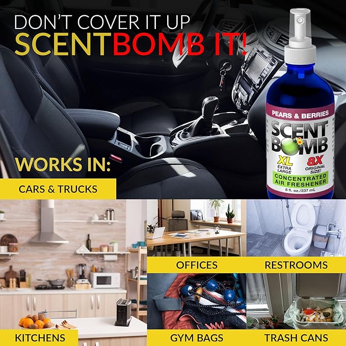 Scent Bomb Air Freshener Spray Long-Lasting Odor Eliminator for Home &amp Car Effective Deodorizer Spray for Kitchen Bathroom Fresh Room Spray &amp Smell Neutralizer Pears and Berries