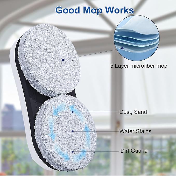 Window Cleaner Robot 5600Pa Strong Suction Window Automatic Cleaning Robot Smart Path Planning Powerful Dual Spinning Mop Remote Control Dual Safety Protection for Effortless Cleaning