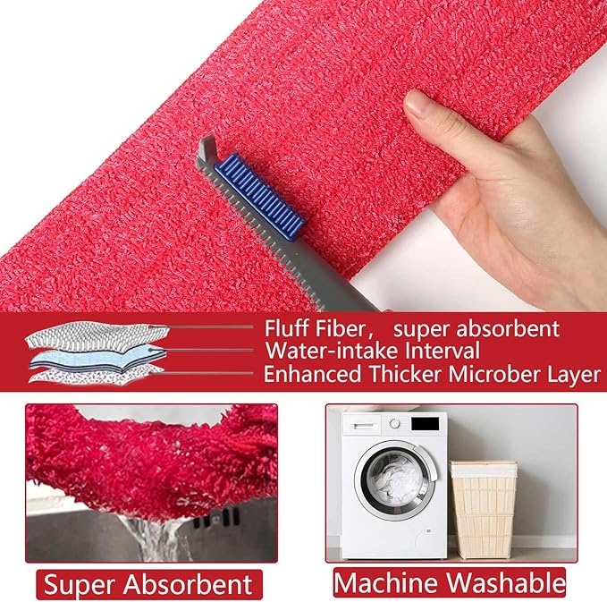 Mop for Floor Cleaning Professional 18 Inch Washable Reusable 3 Pads Refills and Refillable Spray Bottle for Easy Wet Dry Mopping Dust Flat Mops for Hardwood Laminate Tile
