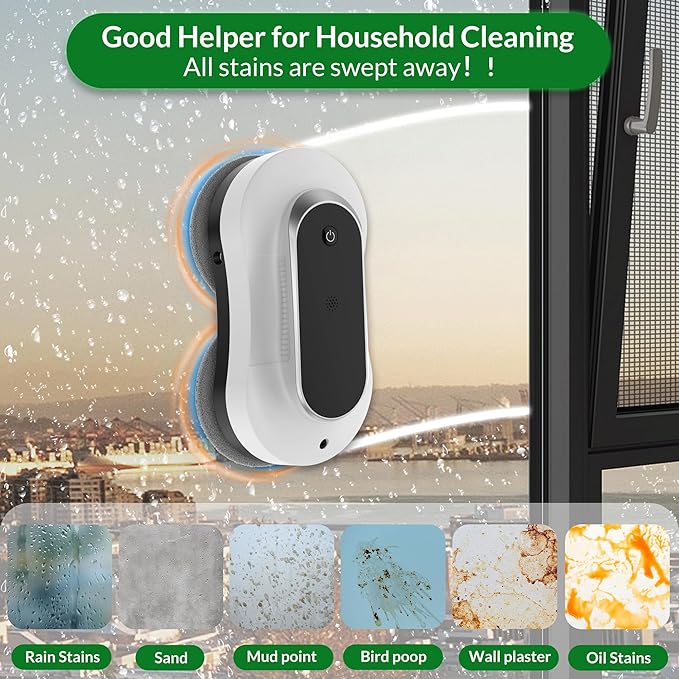 Smart WinbotWindow Cleaning Robot with Dual Water Spray Automatic Window Cleaner Robot for Windows/Tiles/Glass Door3000Pa Suction Power Edge Detection TechnologyAPP&ampRemote Control Washer