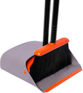 BirdRock Home Broom and Dustpan Set - Lobby Dust Pan - Orange and Grey Durable Set - Indoor or Outdoor - Sweep Combo Great for Kitchen Home Garage and Office - Clip On Self Cleaning Bristles