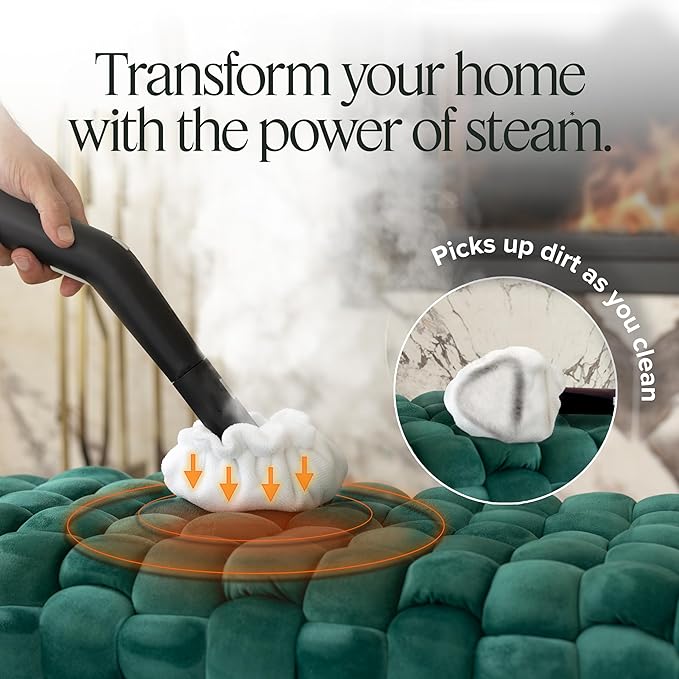 Dupray Neat Steam Cleaner with 22-Piece Accessory Kit – Versatile Portable Steamer for Floors Upholstery Tiles and More removes 99.9% of Bacteria &amp Viruses* (incl. x6 Triangle Bonnets)