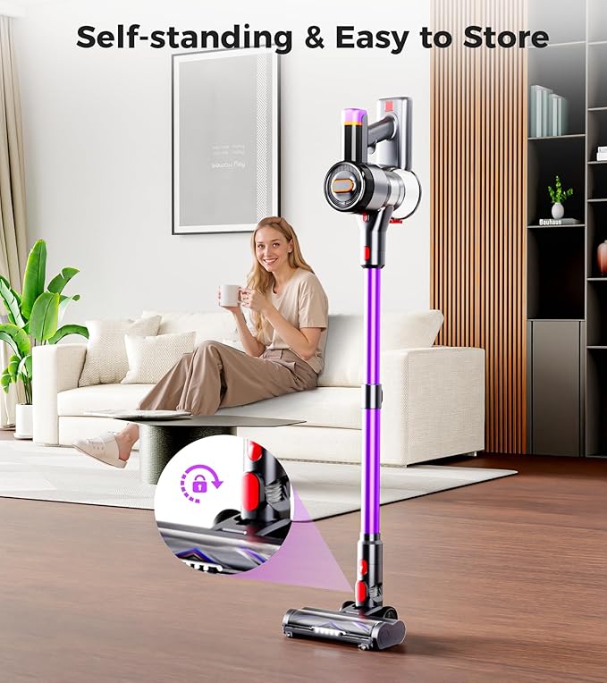 Cordless Vacuum Cleaner 550W 45Kpa Vacuum Cleaners for Home 60Mins Cordless Stick Vacuum with LED Display Self-Standing &amp Anti-Tangle 8-in-1 Wireless Vacuum for Carpet Pet Hair Hardfloor