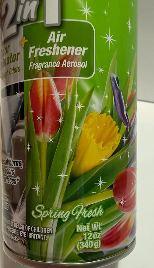 Odor Eliminator Double Action 2-in-1 Odor Eliminator and Air Freshener Aerosol Spray Spring Fresh Scent 12 oz (2 Pack)