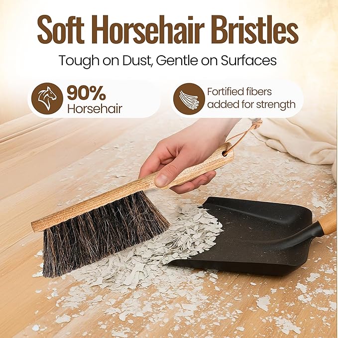 Dustpan Bench Woodworking Brush-USA 13 inch Horsehair Brushes are Used for Counter Furniture Drafting Patio Fireplace Cleaning Shop Brush Leather Tie Woodworking Tool &amp Accessories