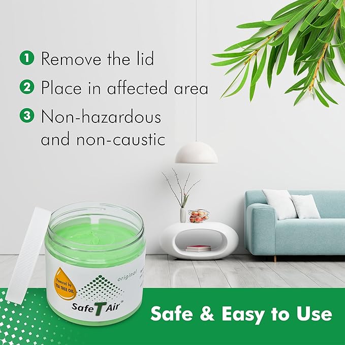 Tea Tree Oil Air Freshener Gel – Natural Odor Eliminator for Car Home &amp Bathroom – Removes Smoke Pet &amp Musty Odors – Long Lasting Deodorizer (400g / 14 oz Jar)