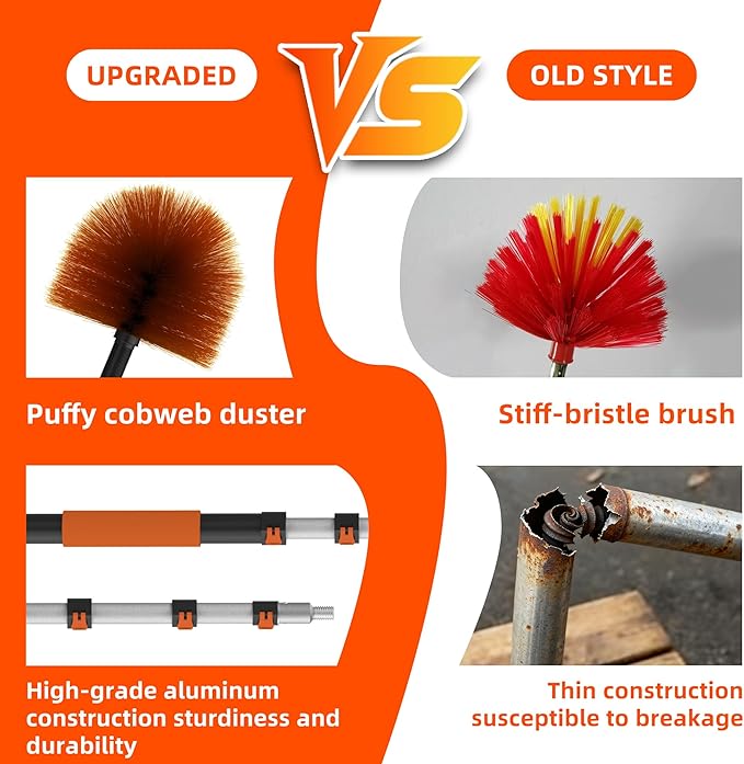 26 FT Cobweb Duster with Extension Pole Cobweb Duster with 5-20FT Telescoping Extension Pole Cleans Spider Webs Washable &amp Reusable for High Ceilings Fans &amp Outdoor &amp Indoor Cleaning