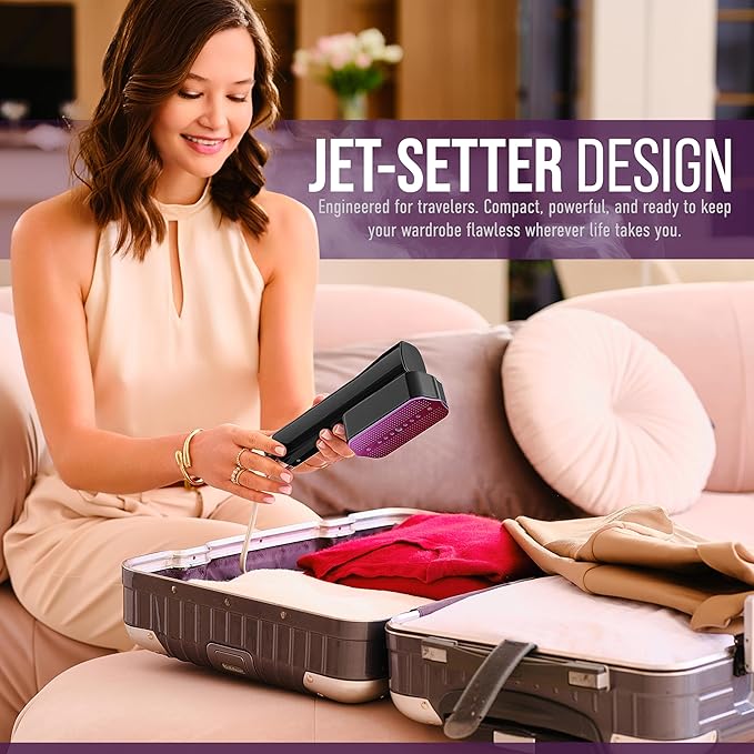 Travel Garment Steamer &amp Mini Steam Iron – 1200W Handheld Clothes Steamer 4 Modes 20s Fast Heating Wrinkle Remover for Home &amp Travel Portable Fabric Steamer for Clothing &amp Bedding – Bla