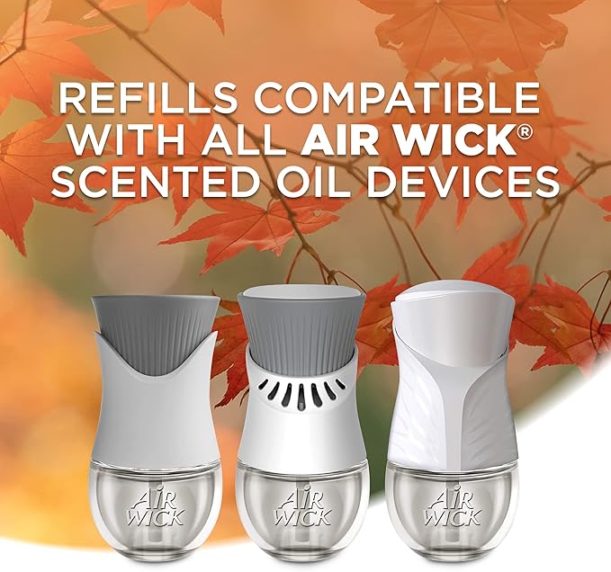 Air Wick Plug in Scented Oil 5 Refills Apple Cinnamon Medley 3.38 oz and Plug in Scented Oil 5 Refills Pumpkin Spice Fall Scent Fall Spray (5x0.67oz)