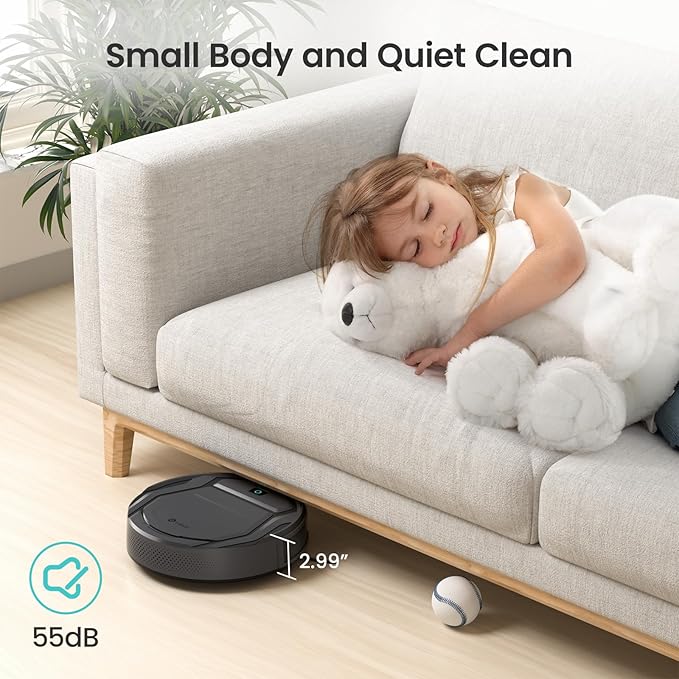 Lefant Robot Vacuum Cleaner M210 ProSlimQuiet2200Pa Suction120 Min Self-Charging Robotic Vacuums Freemove 3.0WiFi/APP/Alexa6 Cleaning Modes Ideal for Hard Floors Pet Hair Low CarpetBlack