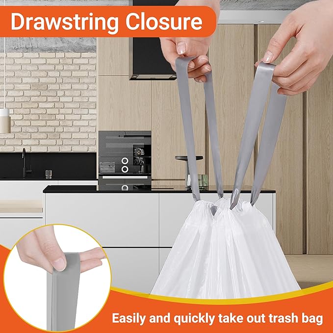 18 Gallon Drawstring Compactor Kitchen Trash Bags 100 Count 1.2 Mil Heavy Duty Garbage Bags Fit for 18 Gallon &amp Most Kitchen Compactors | Compatible with Kitchenaid Whirpool GE 15 Inch Compactor
