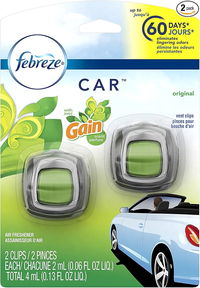 Febreze Car Vent Clips Air Freshener - Gain Original - 2 ct