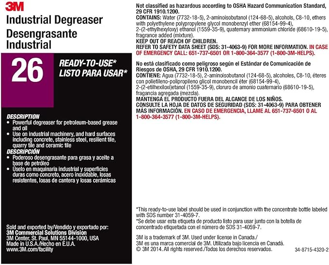 3M™ 26L Industrial Degreaser Concentrate 2 Liters