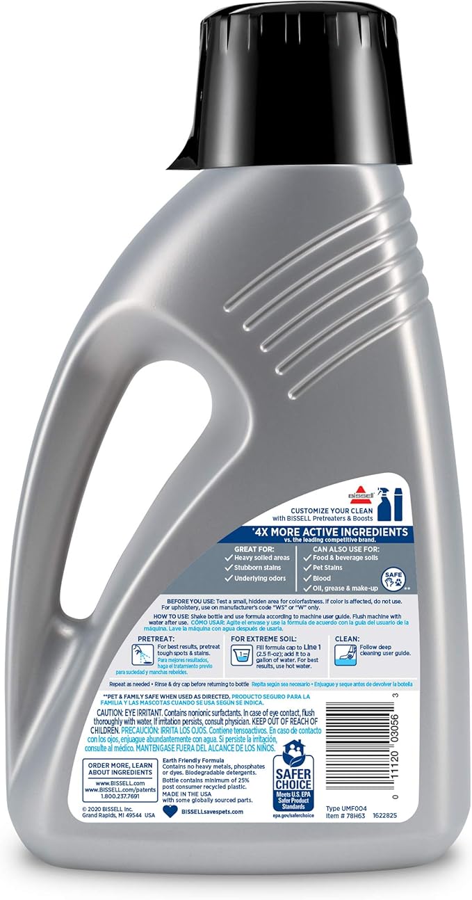 Bissell BigGreen Commercial BG10 Deep Cleaning 2 Motor Extractor Machine &amp Bissell 78H63 Deep Clean Pro 4X Deep Cleaning Concentrated Carpet Shampoo 48 ounces - Silver