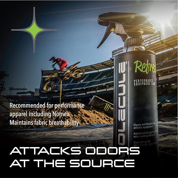 Molecule Helmet Refresh Premium Helmet Care Helmets Visors and Goggles Cleans and Deodorizes 4 Ounce Bottle &amp 16 Ounce Bottle