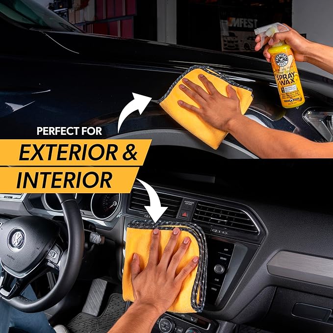Chemical Guys Professional Grade Premium Microfiber Towels for Cars Gold 16 x 16 Ultra-Soft and Scratch-Free Car Detailing Cloths for Trucks Motorcycles and More - 12 Pack